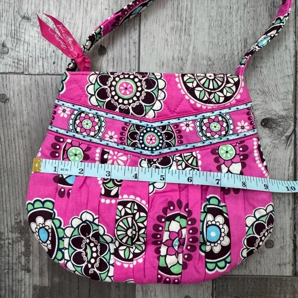 VERA BRADLEY Mini Cartera Pretty in Pink Pleated Shoulder Bag Purse Small